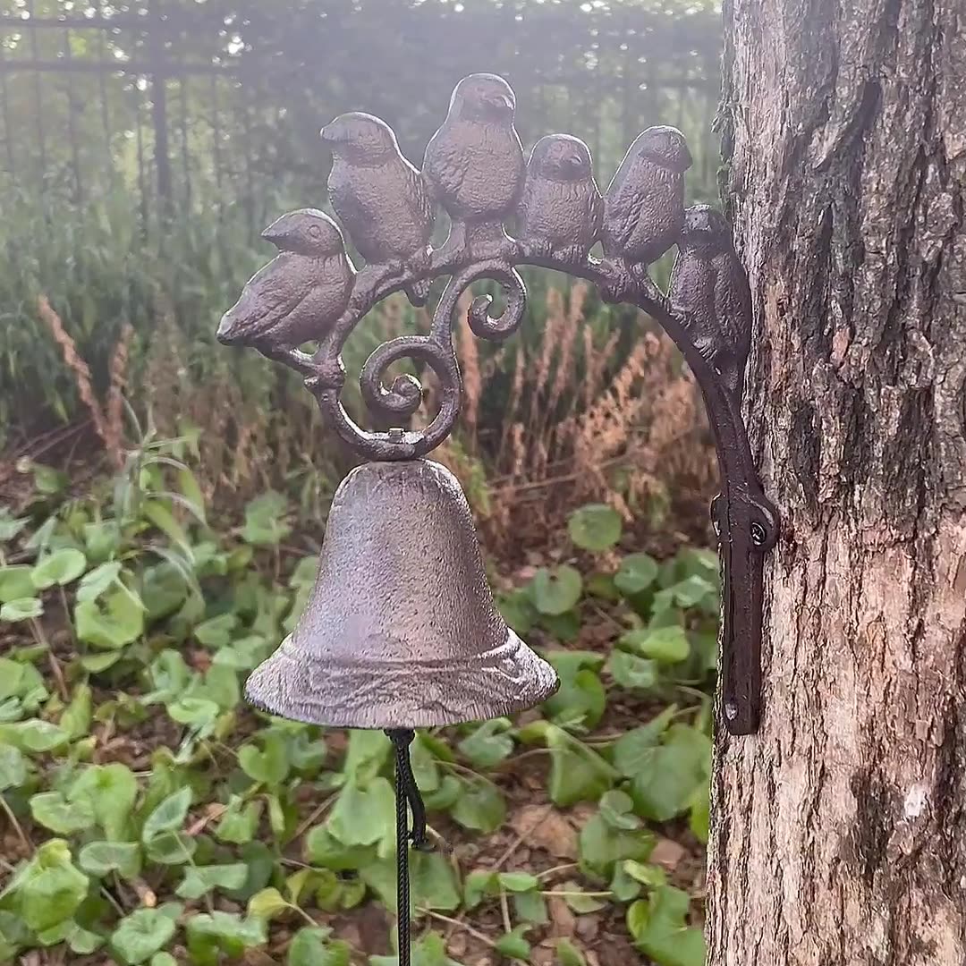 Vintage Cast Iron Bird Chime Wall Bell