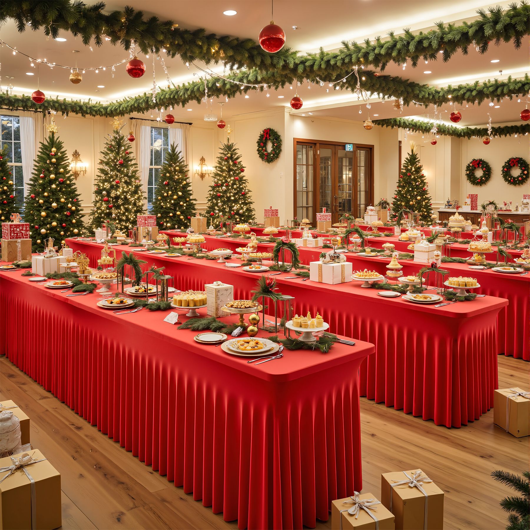 Festive Red Table Skirt