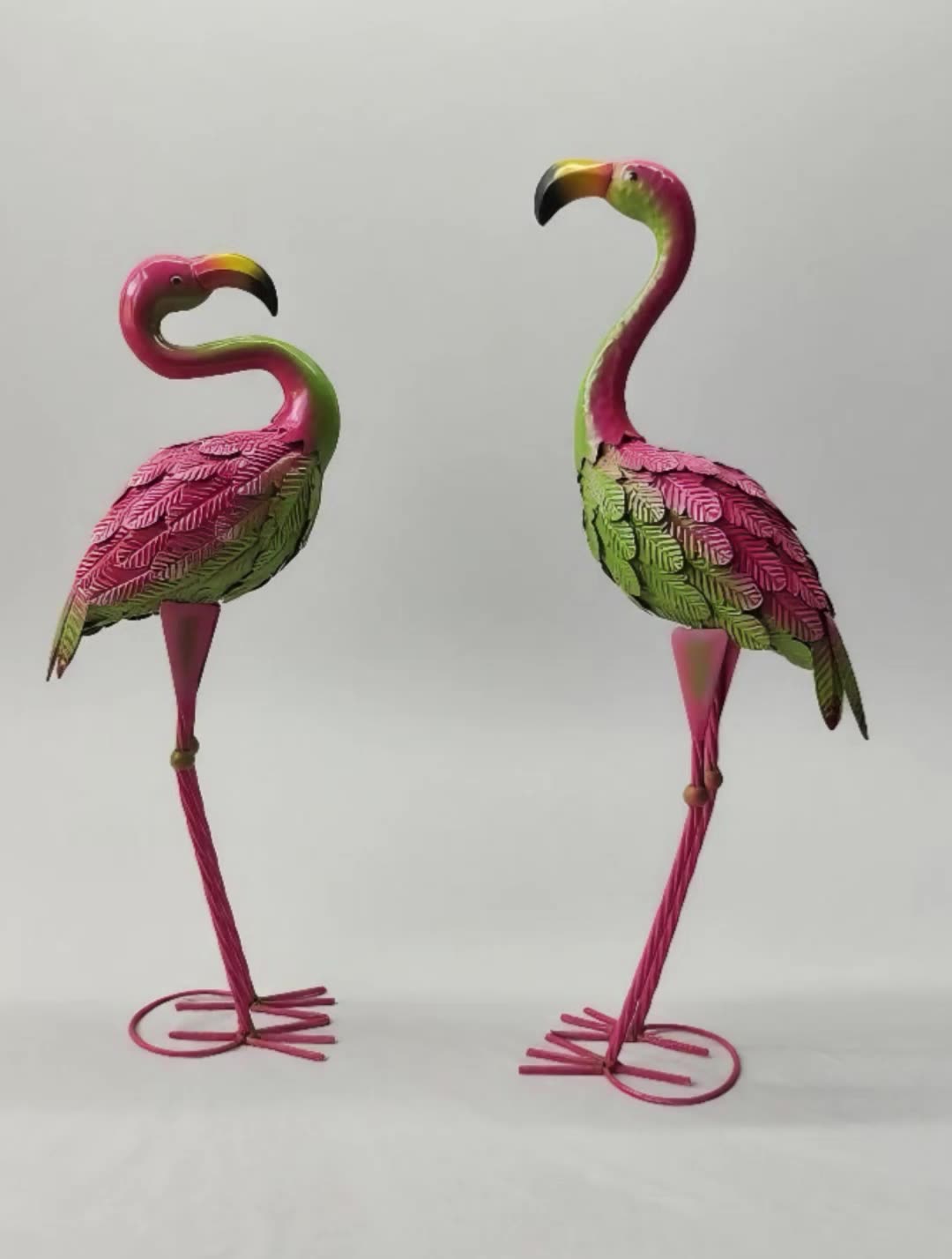 Metal Flamingo Decor Statue