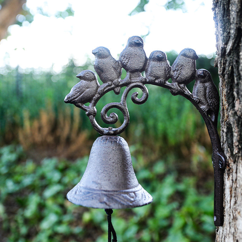 Vintage Cast Iron Bird Chime Wall Bell