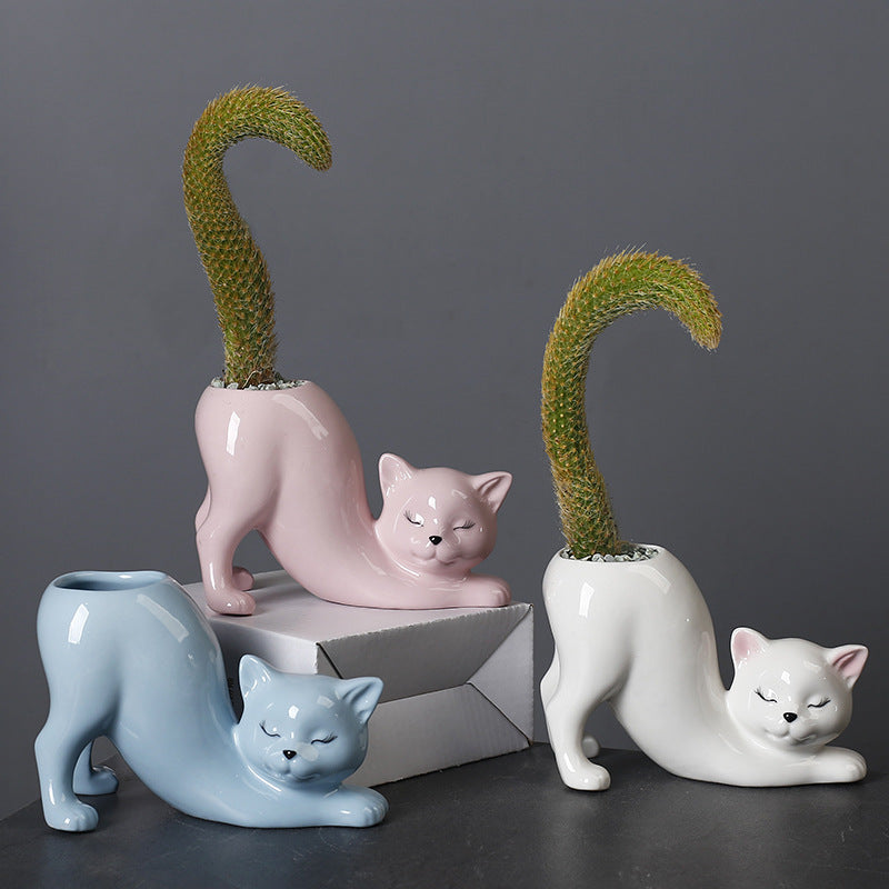 Cartoon Cat Tail Planter