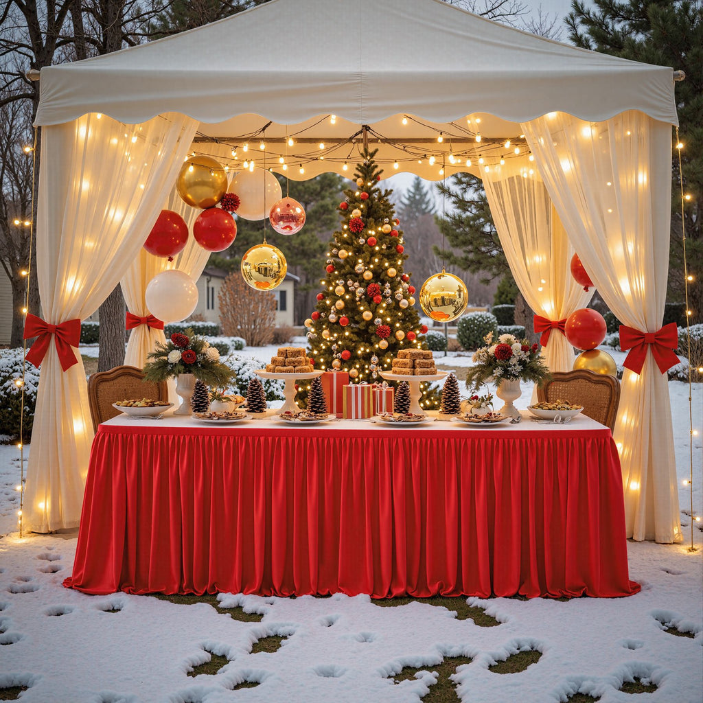 Festive Red Table Skirt
