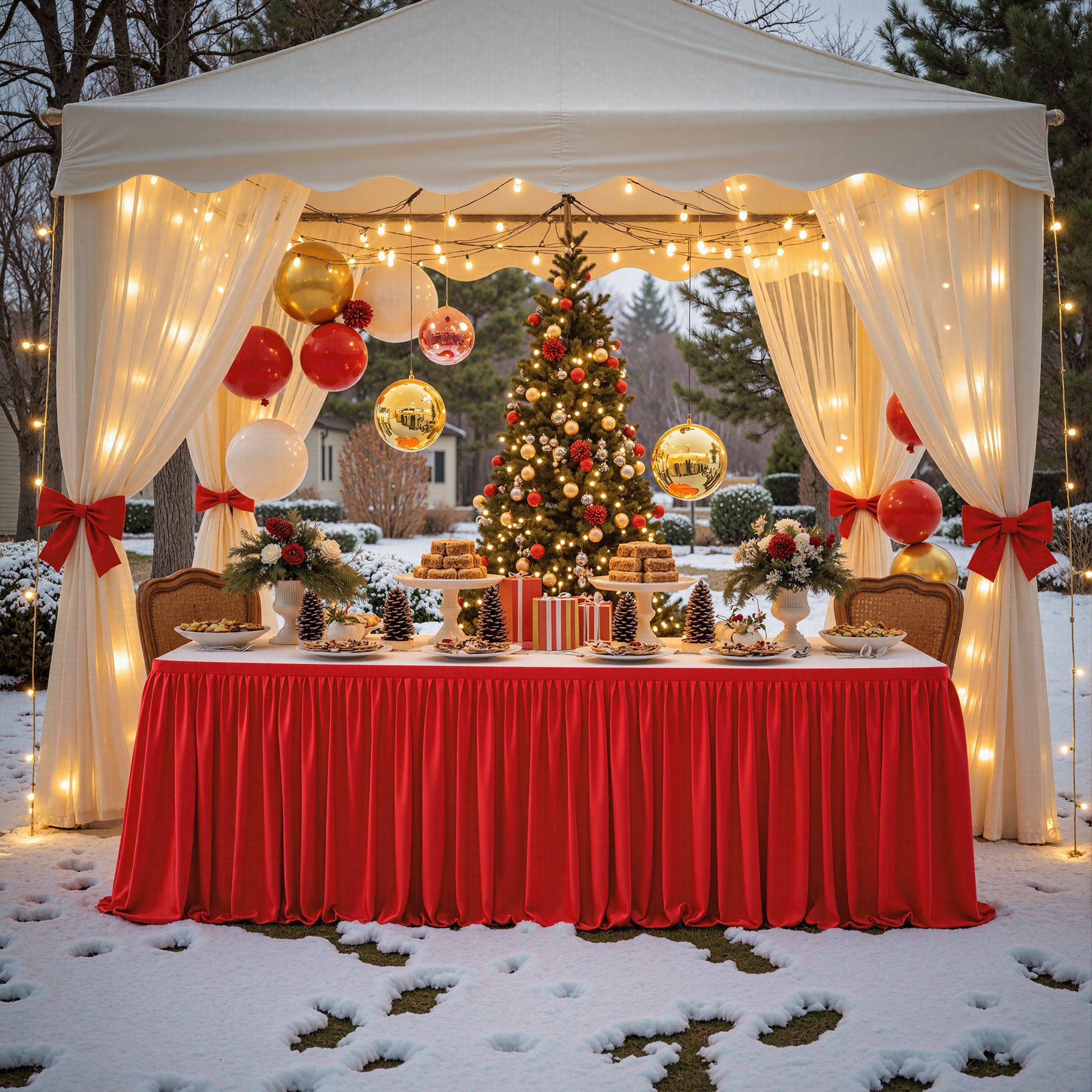 Festive Red Table Skirt