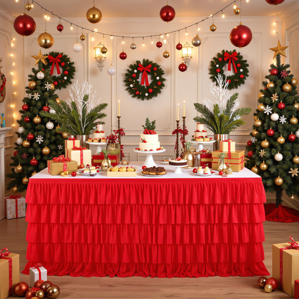 Festive Red Table Skirt