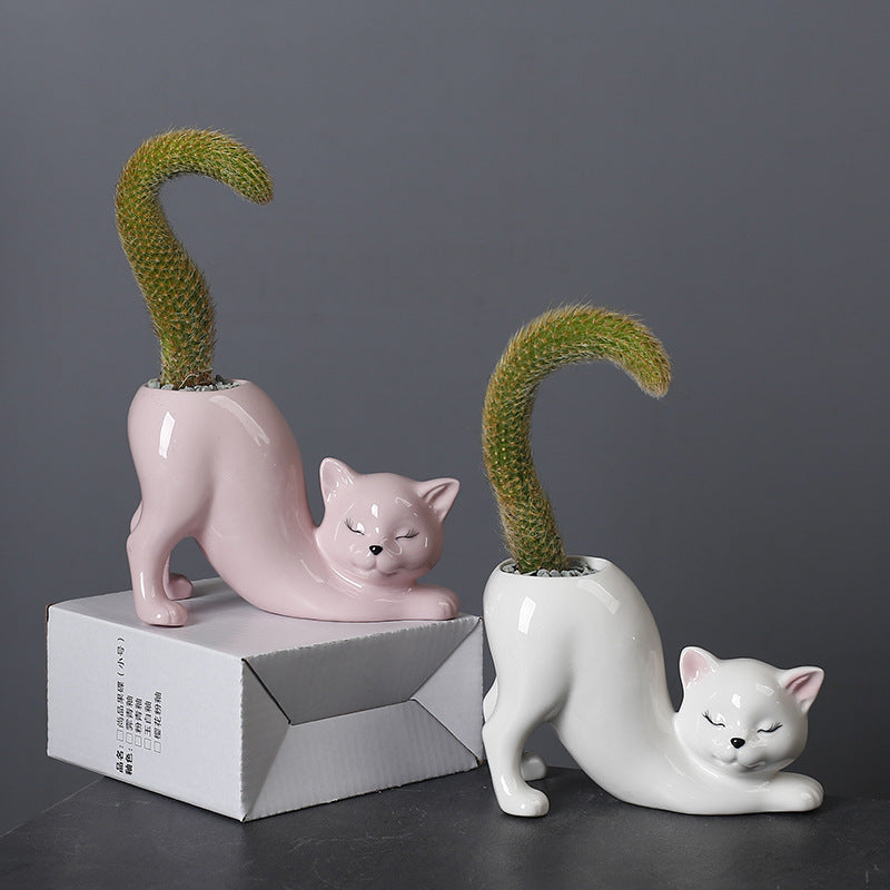Cartoon Cat Tail Planter