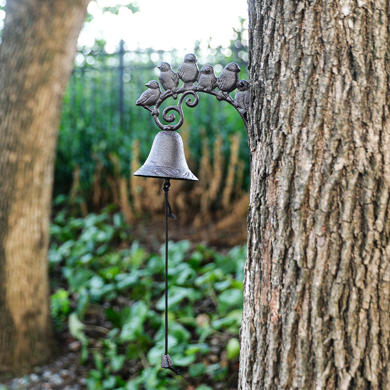 Vintage Cast Iron Bird Chime Wall Bell