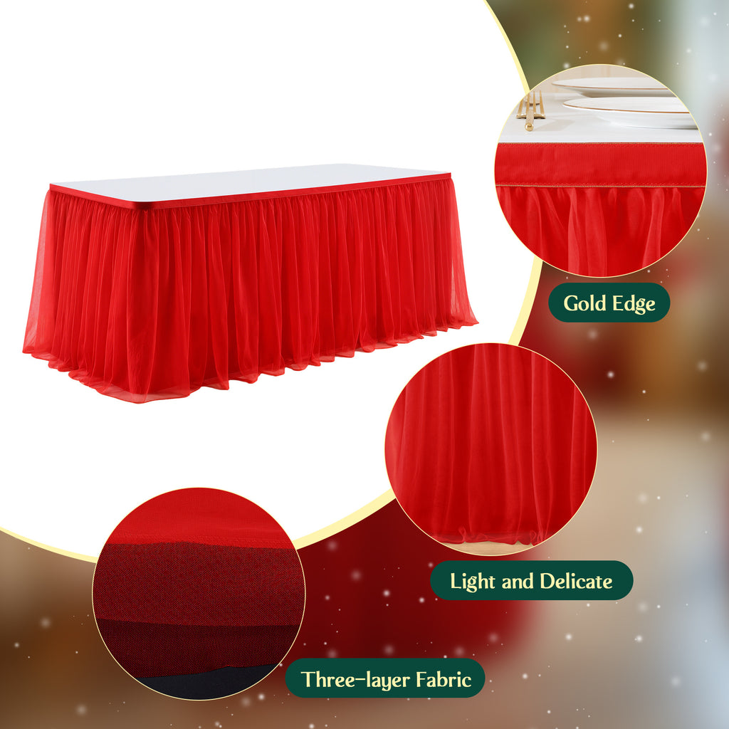 Festive Red Table Skirt