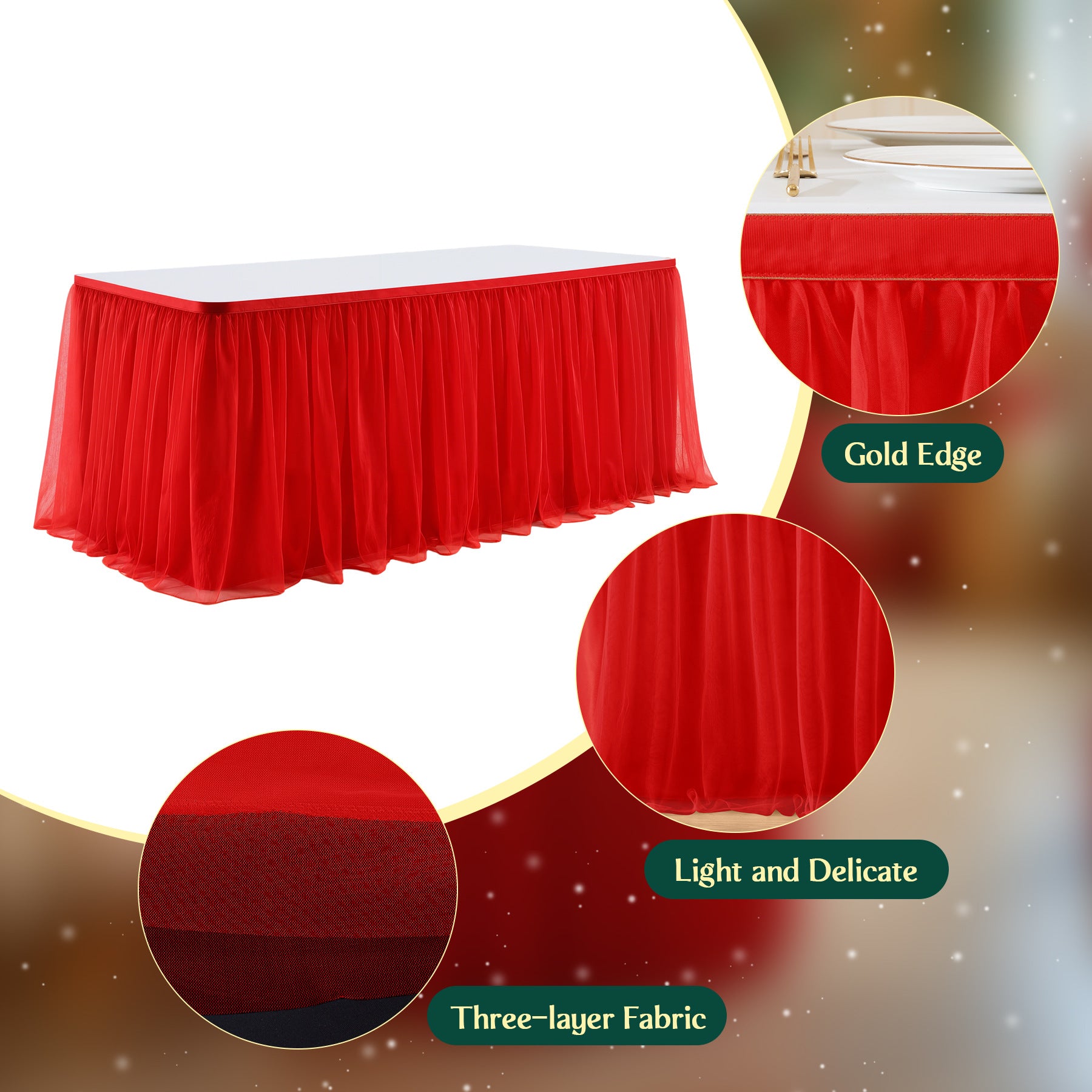 Festive Red Table Skirt