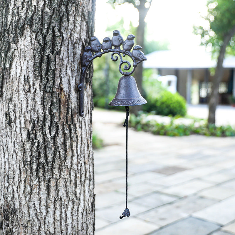 Vintage Cast Iron Bird Chime Wall Bell