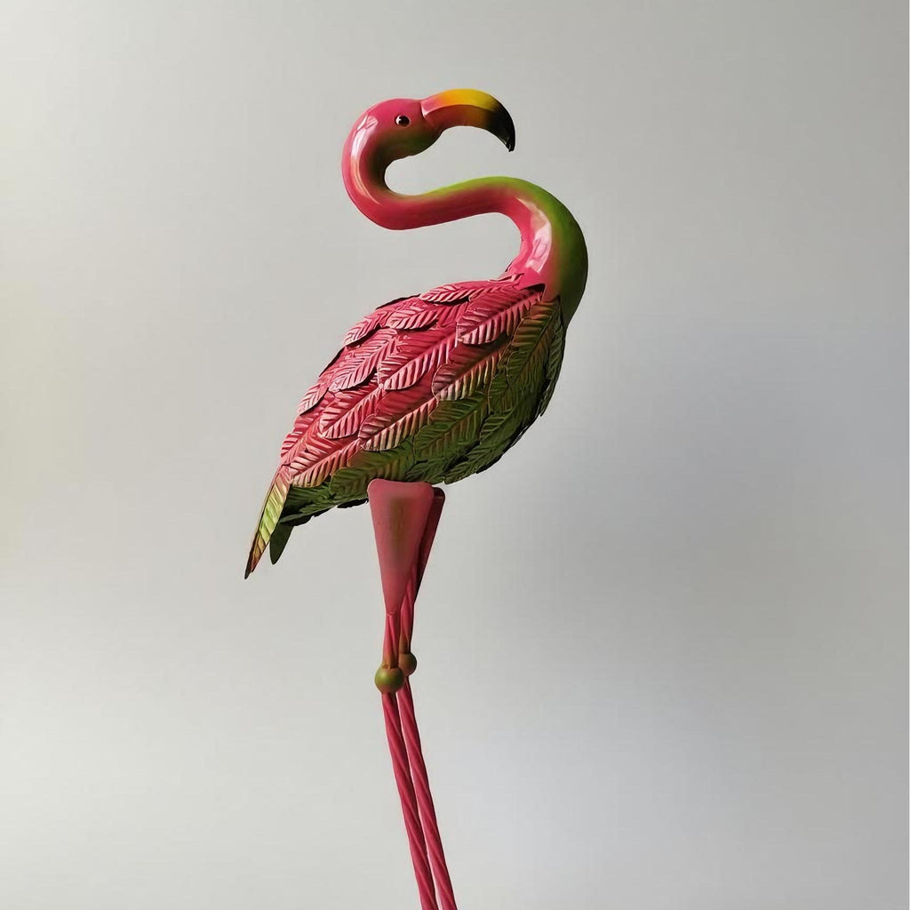 Metal Flamingo Decor Statue