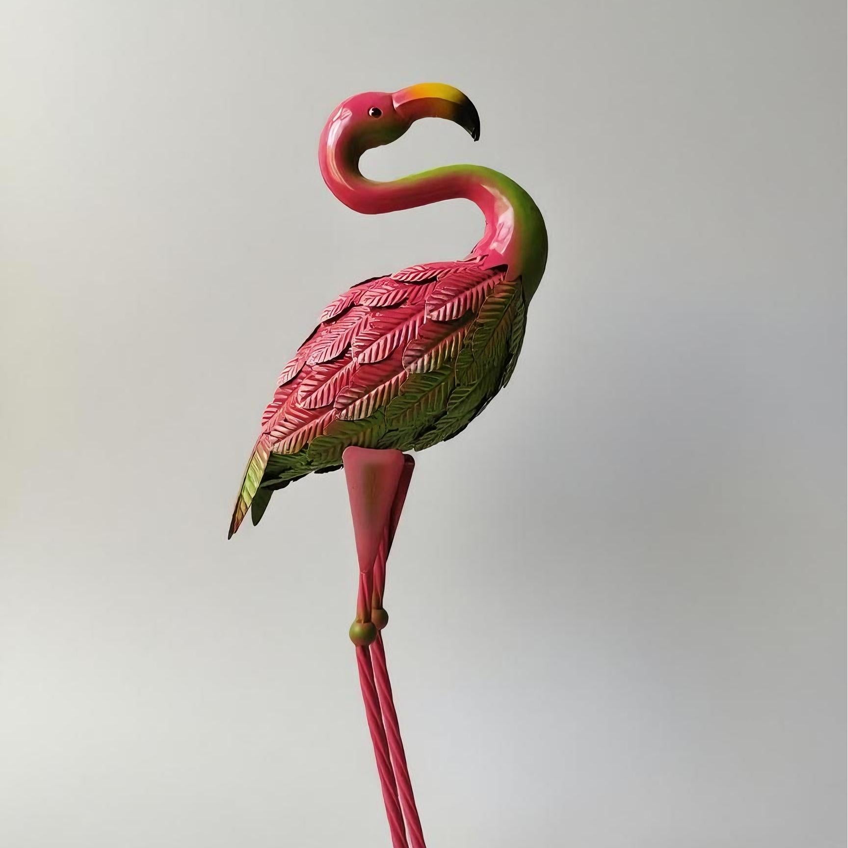 Metal Flamingo Decor Statue