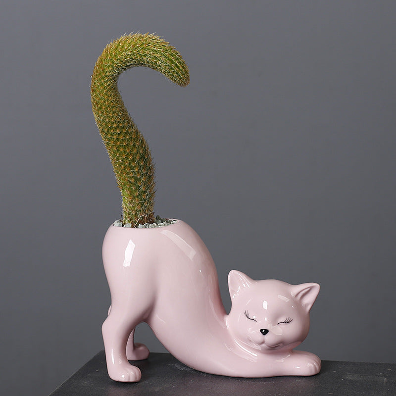 Cartoon Cat Tail Planter