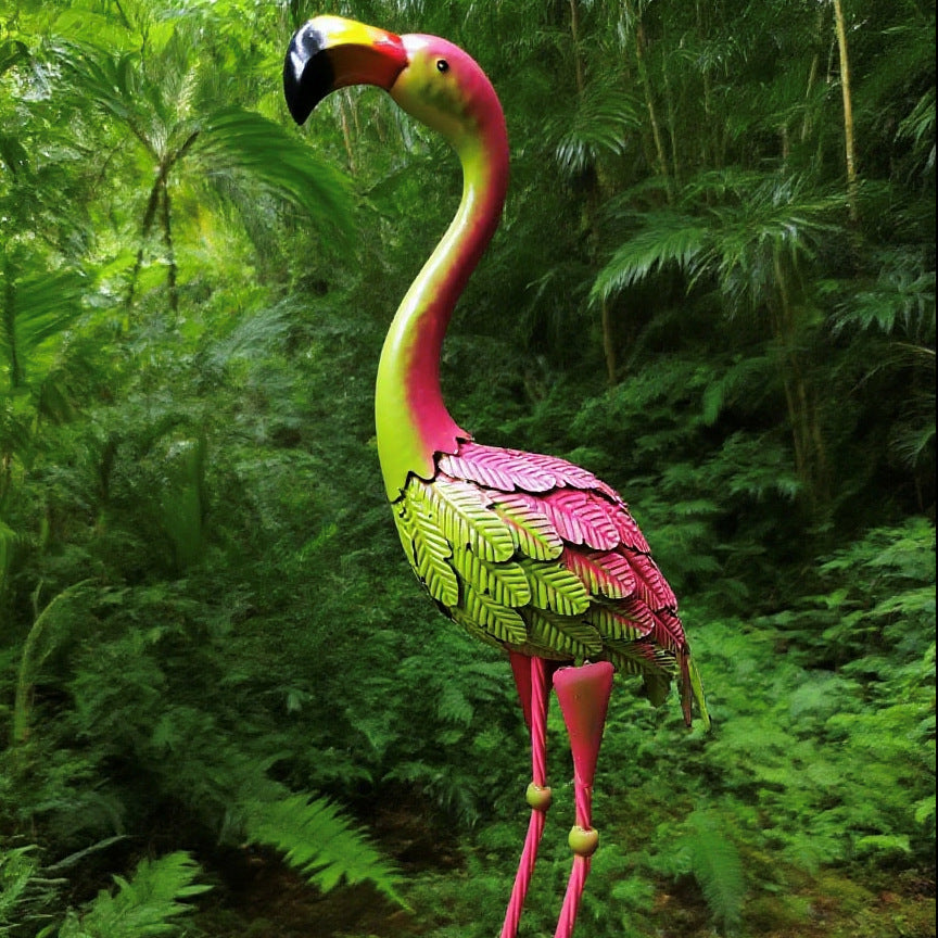 Metal Flamingo Decor Statue