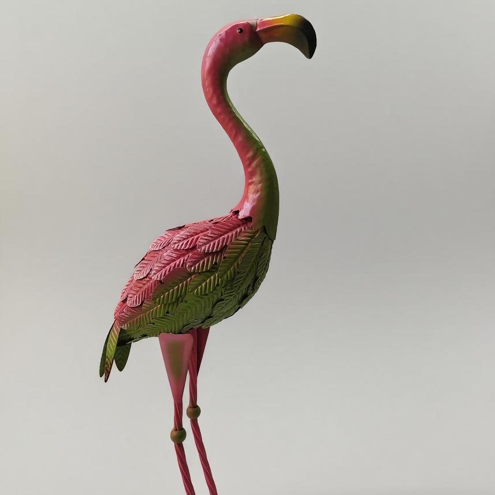 Metal Flamingo Decor Statue