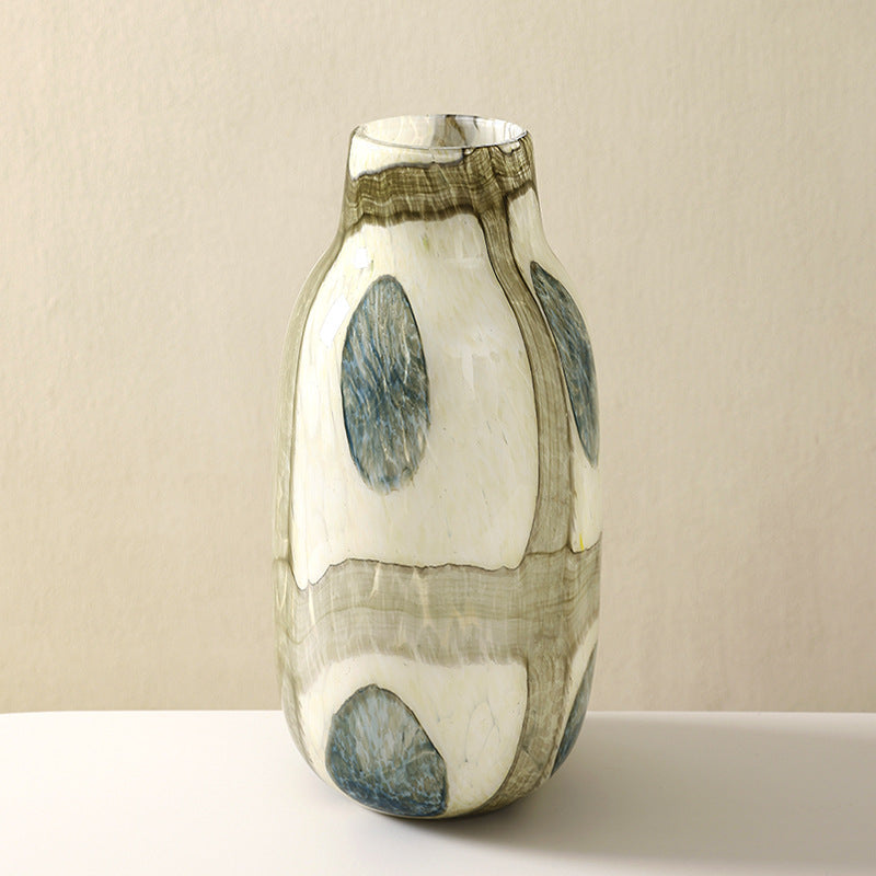 Teal Textured Grid Glass Vase — Handblown Artisan Piece